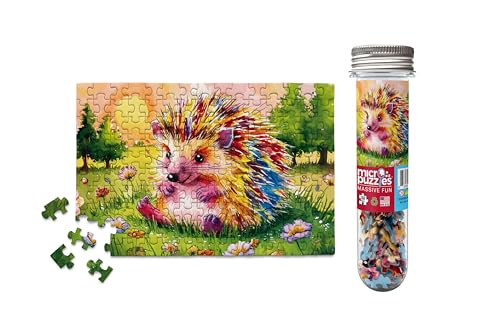 Micro Puzzles Happy Little Hedgehog Mini Jigsaw Puzzle for Adults – 150 Piece Small Pocket Puzzle 4x6 Inches, Cute Travel Puzzle, Unique Gift Idea – Made in USA