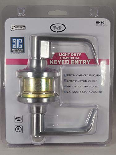 Hermes Hardware Grade 2 Commercial Light Duty Door Lever Lock Set, Entry/ Keyed Function, Ul Fire Rated 3H #TOP4