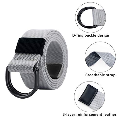 D-ring Belt, Casual Canvas Belt for Men/Women, Width 1.5"4
