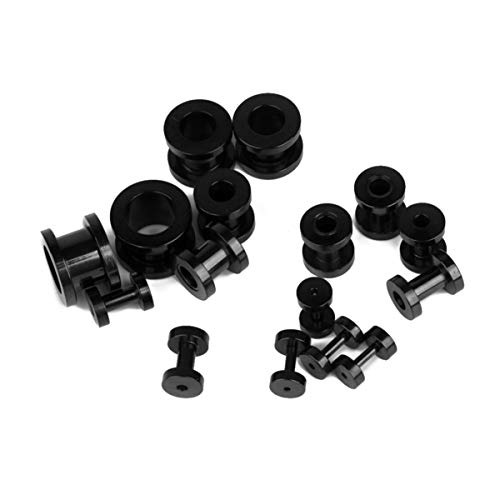 Lurrose 16 peças/conjunto de alargadores de orelha de aço inoxidável preto, alargador de orelha inte