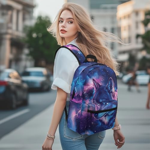 Bookbag for Boys 17 Inch Lightning Wolf Backpack for Elementary Student Lightweight Back To School Backpacks with Wide Comfy Shoulder Straps Front Pocket Purple4