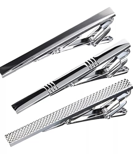 Lote 5 Prendedor De Gravata Em Metal, Slim E Trad. Ref: 471 (Prateado, 6cm)