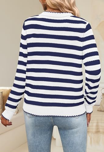 NENONA Women's Long Sleeve Striped Cardigan Sweaters Button Down Cable Knit 2024 Fall Classy Outwear4