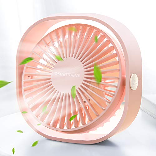SmartDevil Mini USB Desk Fan,3 Speeds Desk Desktop Table Cooling Fan Powered by USB,Strong Wind,Quiet Operation,for Home Office Car Outdoor Travel (Pink)