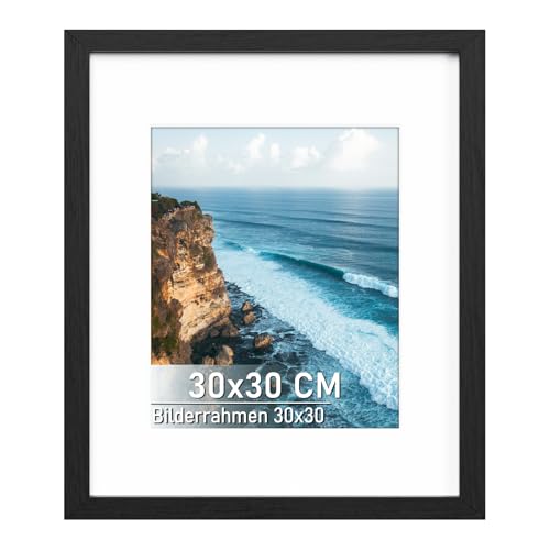 Histarzeda Bilderrahmen 30x30 cm 30x30 cm Bilderrahmen Schwarz mit Acrylglas für Fotogalerie Rahmen für Wandmontage waagrecht oder senkrecht für Wohnraum Büro (Schwarz)