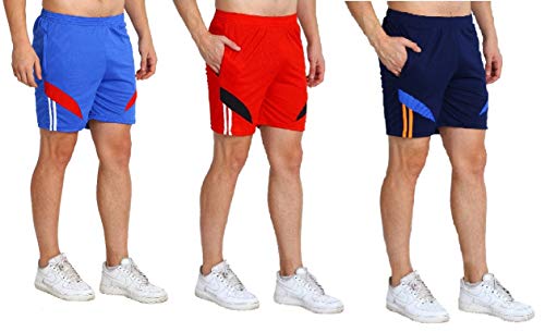 Image of Dia A Dia Men's (Sports Shorts RED-DARKBLUE-LIGHTBLUE M)