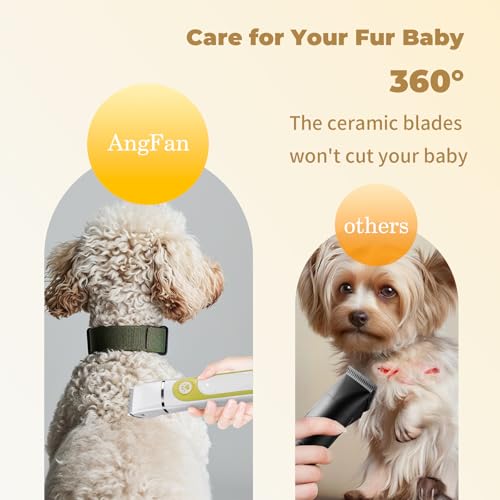 AngFan Kit de tosquiadeira para cães com ferramentas 4 em 1, aparador de patas de cachorro sem fio e
