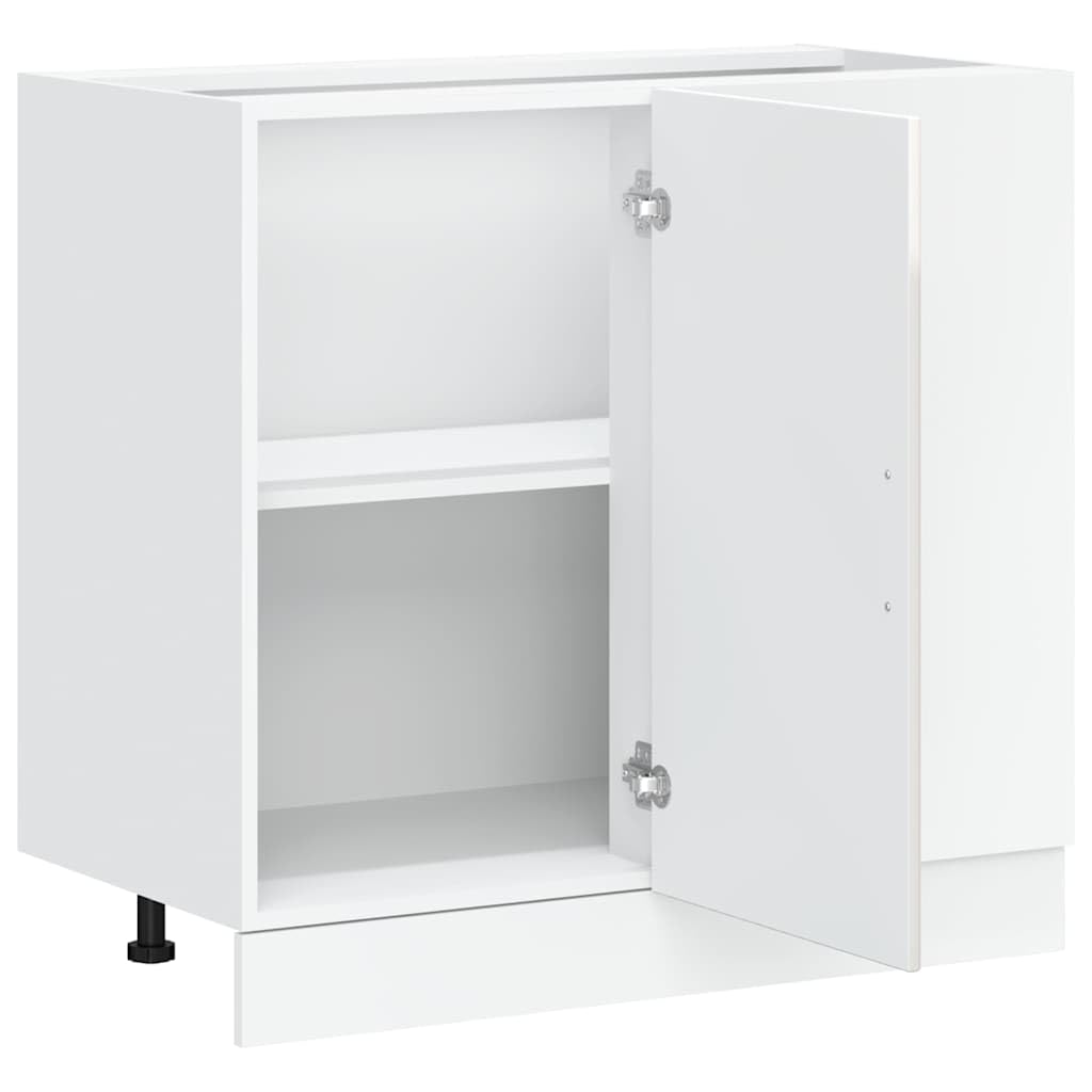 Küchenunterschrank Lucca Hochglanzweiß aus Holzwerkstoff 86 x 46 x 81,5 cm, mit verstellbaren Füßen, Stauraum für Töpfe, Teller und Küchenzubehör, pflegeleicht