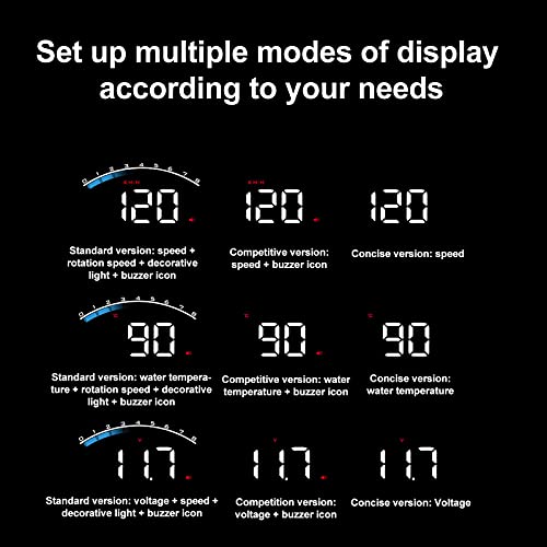 Head Up Display, Universal Car Head Up Display High Definition OBD HUD Windshield Projector Multifunction Gauge Alarm Fatigue Driving Reminder,OverSpeed Warning, Water Temperature - Thumbnail 5