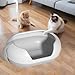 KiBcsLic Cat Kitten Litter Pan Portable Low Entry Extra Large High Sided Bedpan Cat Toilet for Indoor Cats