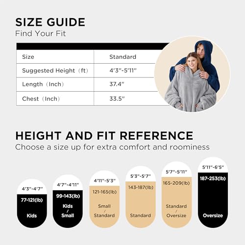 Bedsure Sherpa Wearable Blanket Hoodie (Grey, Adult) — view 8