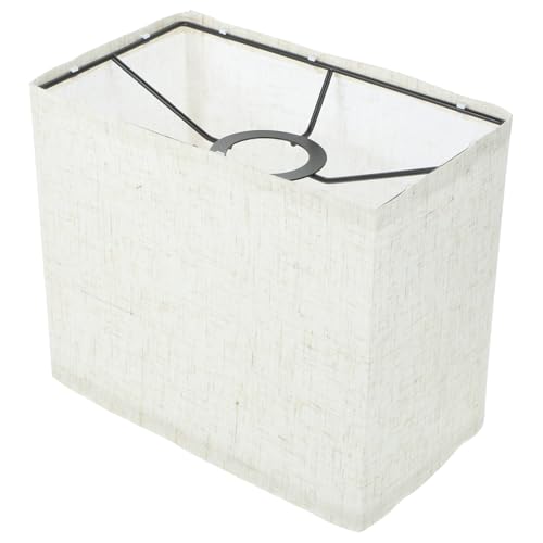 UPKOCH Pantalla cuadrada de lino, pantalla de luz de tela para enchufe E27, pantalla rectangular pequeña para escritorio, mesita de noche y luces de pared