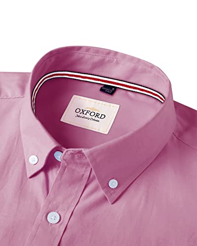 Image of Alimens & Gentle Mens Solid Oxford Shirt Long Sleeve Dress Shirt Work Casual Button Down Shirts with Pocket