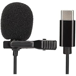Microfono Lavalier Profesional Micrófono Lavalier Profesional, Tipo C con Cable Lavalier Clip de Solapa en el Micrófono, Reducción de Ruido Inteligente, Micrófono Lavalier Omnidireccional para Youtube, Entrevistas, Videos, Etc.