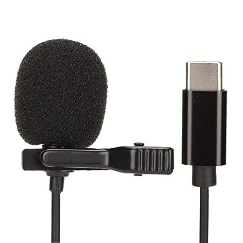 Micrófono Lavalier Profesional, Tipo C con Cable Lavalier Clip de Solapa en el Micrófono, Reducción de Ruido Inteligente, Micrófono Lavalier Omnidireccional para Youtube, Entrevistas, Videos, Etc.