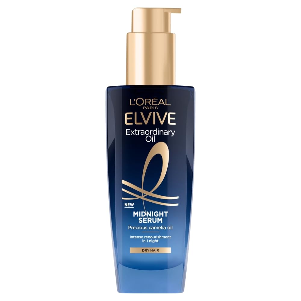 L’Oréal Paris Elvive Extraordinary Oil Midnight Serum, Renourishing Hair Treatment for Dry Hair, Leave-in Night Hair Oil, 100ml