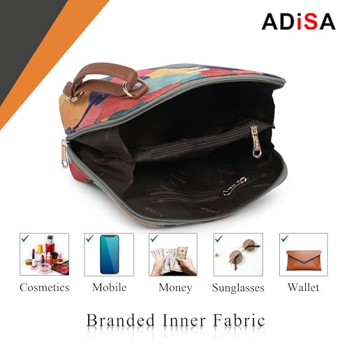 Image of ADISA Women Girls Floral Print Faux Leather Sling Bag Crossbody
