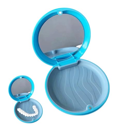 YAZWUR 1 Unidad Caja Portátil para Ortodoncia/Protectores Dentales/Prótesis Dentales con Almohadilla de Silicona para Viajes y Uso Diario (Azul)