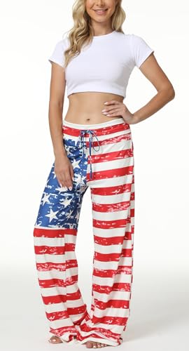 Women Pajama Pants Comfy Lounge Wide Leg Casual Stretch Palazzo Drawstring Pj Bottoms Pants S-3XL3