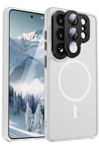 Image of Elzzi Magnetic Magsafe for Samsung S26 Ultra Case, Upgraded [Full Camera Protection] [Compatible with Magsafe] [Translucent Matte] Shockproof Protective Phone Case for Men & Women