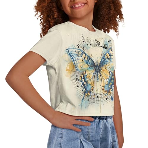 Girls Crop Tops Cute Short Sleeve Shirts Fashion Tees for Kids Casual Crewneck Blouses Size 8-16 Years4