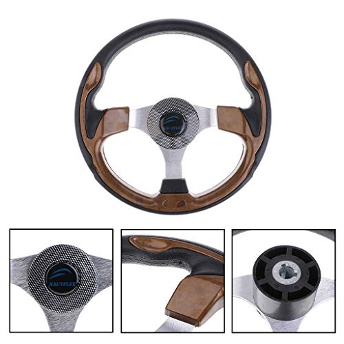 Dolity 12.6inch Aluminum Alloy Boat Pontoon Steering Wheel Marine