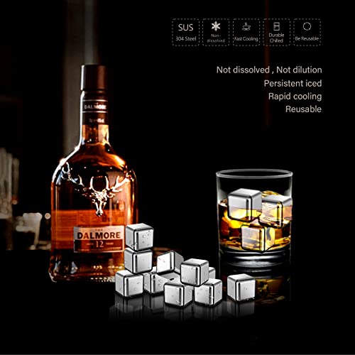 Whiskey Stones -Metal Ice Cube- Whiskey Ice Cubes -Reusable Stainless Steel Ice Cube Trays, For Whiskey, Vodka, Liqueurs, Wine, Beverage Juice Or Soda, Pack Of 12 #TOP2
