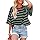 Chicrise Tshirt Damen Oversize Kurzarm Gestreiftes Modern Oberteile Rundhals Lässige Leicht Outfit Grün Schwarz Mittel 38-40