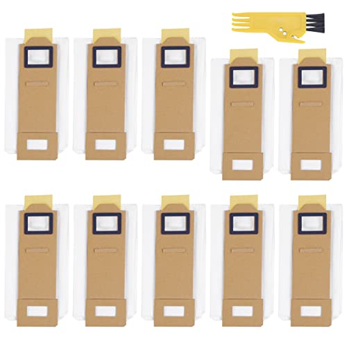 Gtrade 10 Stück Staubbeutel Zubehör für Xiaomi Roborock S7 T7S T7plus S7+ T7Splus S7s Staubsauger Staubsaugerbeutel Ersatzteile Ersatz Beutel Absaugstation mit 1 Reinigungsbürste Cover