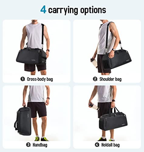 Gym Bag For Women & Men,Travel Duffel Bag For Sports, Gyms And Weekend Getaway, Waterproof Dufflebag With Wet Pocket & Shoes Compartment，Lightweight Carryon Gymbag (Black) #TOP6