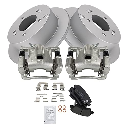 Image of TRQ Rear Brake Pad and Rotor Set Ceramic G Coated Rotors Calipers