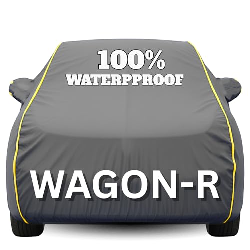 Image of Waterproof Car Body Cover - 100% Water Proof Custom Fit New Car Covers, Outdoor Full Protecting Cover for Wagon R (All Models) with Free Storage Bag - UV, Rain & Dust, All Weather Protection