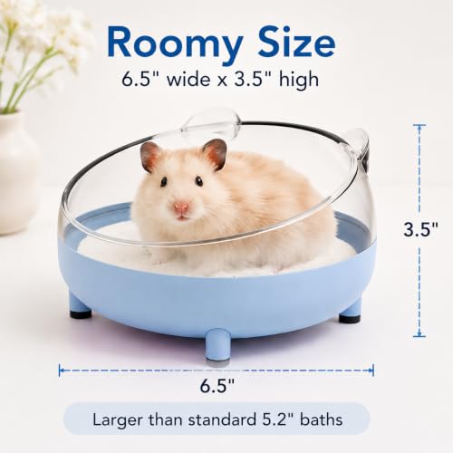 Meow&Woof Hamster Sand Bath Container, Large Sandbox Toilet Gerbil Batheoom, Tiny Chinchilla Dust Bathtub Sand Bath Box for Hamster Cage Accessories 6.5 Inch - Blue - Image 2