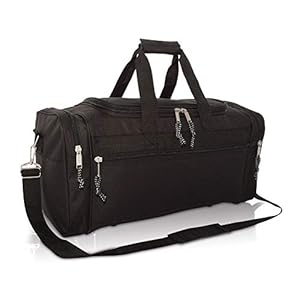 DALIX 21″ Blank Sports Duffle Bag Gym Bag Travel Duffel Adjustable Strap in Black