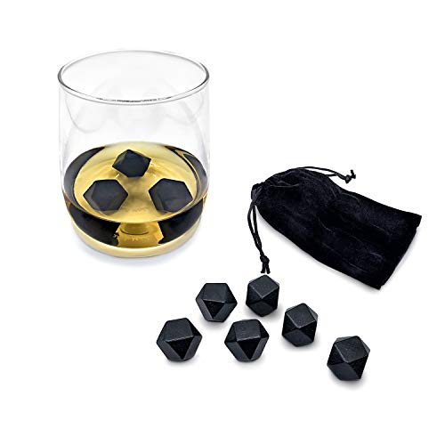 Whiskey Stones, Set of 9 with Velvet Bag; Unique Shape But Functional; Avoid Diluted Whiskey and Cool to the Perfect Temperature
