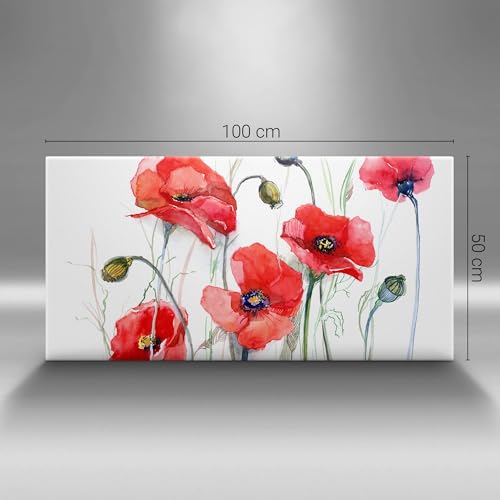 Tableau sur toile coquelicots rouges Wallfluent finition premium d'art