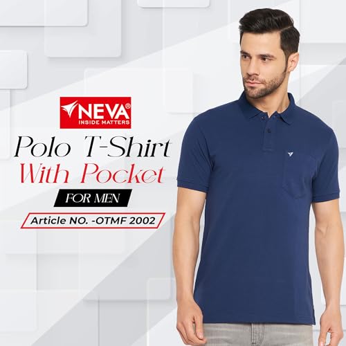 Image of NEVA Men's Regular Fit Half Sleeve Polo Neck T-Shirt with Chest Pocket