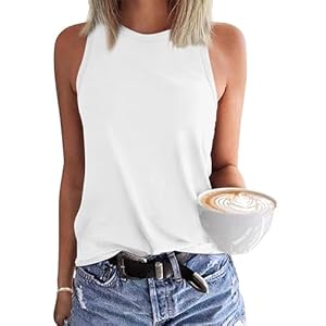 WNEEDU Womens Summer Tank Tops Sleeveless Crewneck Loose Fit Basic Cami 2025 New Casual Shirt