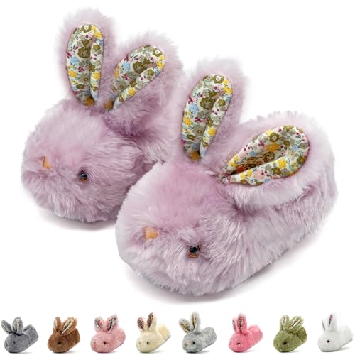 Image of Duovodu Toddler Slippers Girls Boys Kids Bunny House Slipper Winter Cute Rabbit Slippers Warm Soft Plush Fuzzy Slippers Indoor Non-Slip Animal Cartoon Slippers