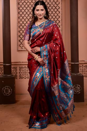 Image of SGF11 Women's Kanjivaram Pure Soft Silk Saree With Unstitched Blouse Piece