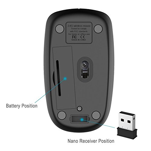 Image of Trands TR-MU337 Wireless Optical Mouse 2.4GHz with Nano Receiver, 800-1600 DPI Adjustable, Photoelectric Sensor, 10m Range, AA Battery Powered for PC Laptop, Ergonomic Ultra-Thin Compact Design