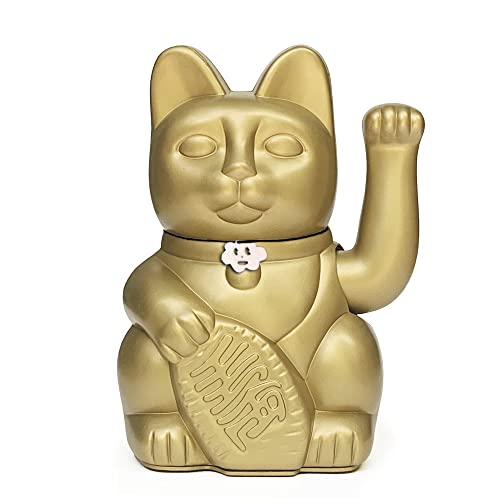 Diminuto Cielo Winkekatze Glückskatze Maneki Neko Glücksbringer Japanische Glückskatze Dekofigur mit Beweglichem Arm Batteriebetrieben für Schreibtisch Büro Wohnzimmer Eingang Geschenkidee (Gold M)