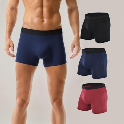 Men's Cotton Boxer Briefs Stretch Breathable Comfy Elastic Waistband Performance Underwear 1/3-Pack