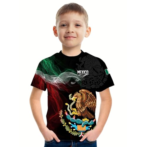 FAYBA Boys Aztec Mexican Shirts Boys Short Sleeves Mexico Shirt Mexico Jersey for Children's Tops