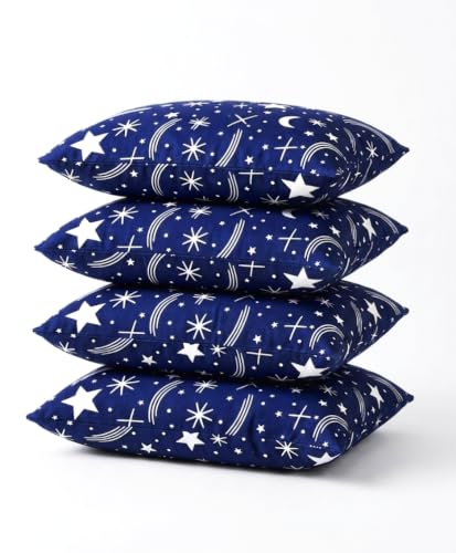 Image of TRIYON Pillow Height Adjustable Microfiber Sleeping - Set of 2 | 16 inch x 24 inch| Soft, Supportive & Stomach Sleepers | Blue Star Print (4, Blue, King (U.K. Standard))