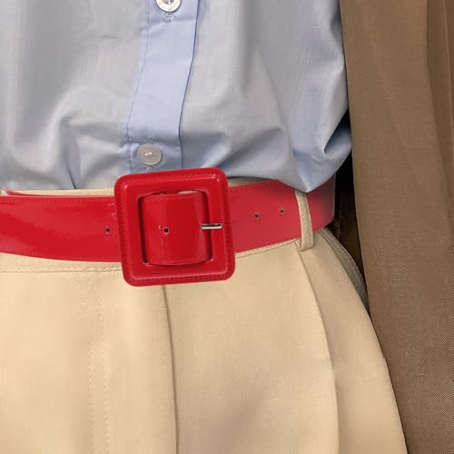 Leather Belt Women Patent Leather Belt Retro Wide Belts with Square Buckle Casual Ladies Belt for Jeans Dress3