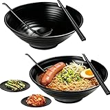 Zunishaone Cuenco Para Sopa De Fideos | Japonés Grande Con Acabado Mate Y Platillos De Salsa,Cuencos De Fideos Japoneses Con Platillos | Para Comida Asiática Wonton Dumplings Pho Ensalada Pasta Hogar
