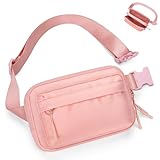 BesTour Fanny Packs for Women Men,Belt Bag,Water-resistant Crossbody Bag with 4 Zipper Pockets,Fashion Waist Packs with Adjustable Strap for Workout/Running/Yoga/Shopping/Hiking,Pink