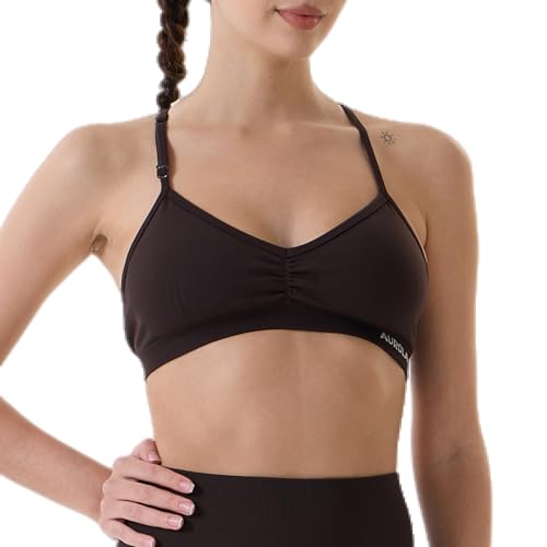 Image of AUROLA Mercury Workout Sports Bras Women Athletic Removable Padded Backless Strapy Minimal Crop Top