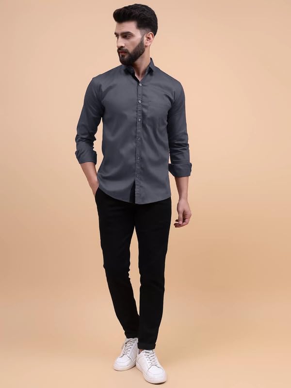 Image of Tee Projekt Solid Shirt for Men's,Solid Shirt for Men's, Casual Shirt for Men,Full Sleeve Spread Collar Shirt for Men, Shirt for Men||(Pack of-2)||